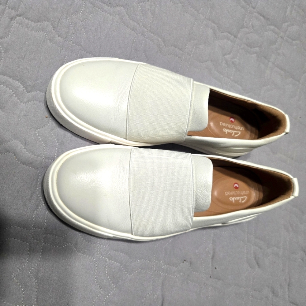 Clarks Cream Slip-On Shoes